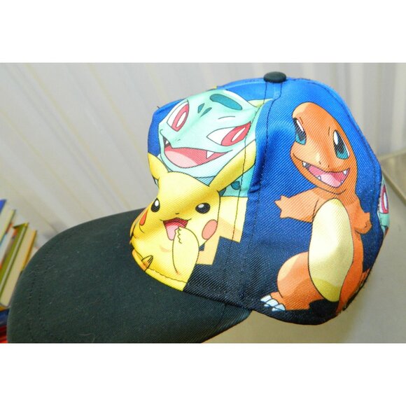 Pokemon Youth OSFM Cap Hat Pikachu Charmander Squirtle & Bulbasaur Graphic Vtg - Picture 7 of 9